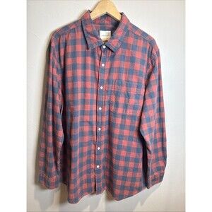 American Eagle Super Soft Blue Coral Check Long Sleeve Shirt Men's Size XXL
